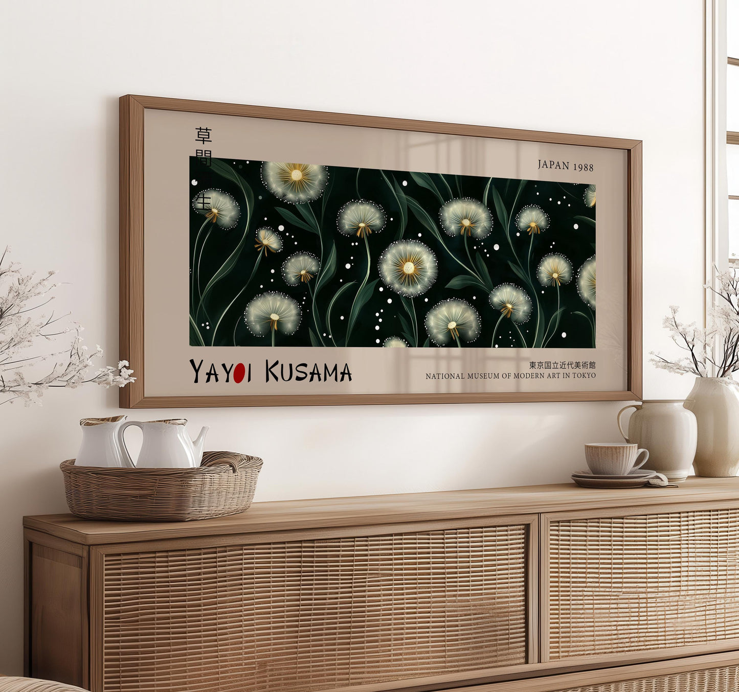 Yayoi Kusama Inspired Dandelion Print: Japanese Floral Wall Art