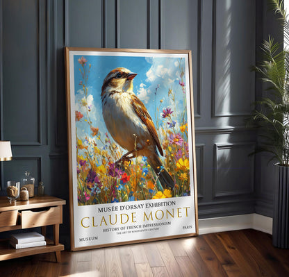 Claude Monet Sparrow Print: Vintage Impressionist Art Poster