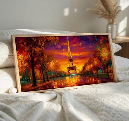 Paris Sunset Print PANORAMIC WALL ART Unframed Picture Poster