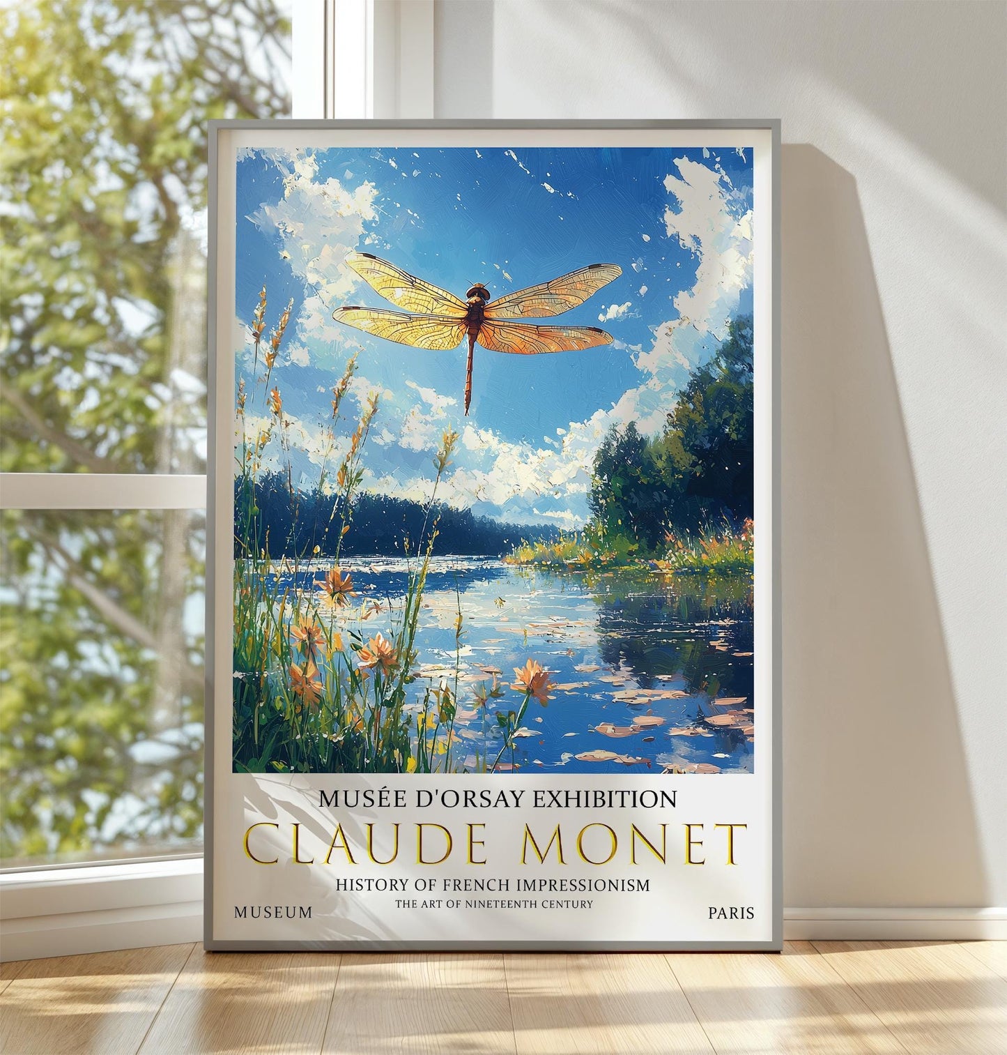 Claude Monet Dragonfly Poster Print, Impressionist Wall Art
