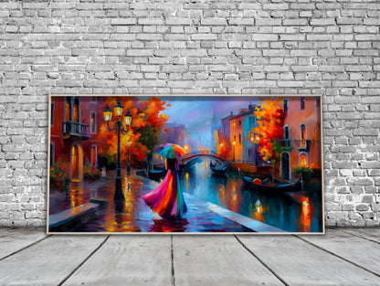 Colourful Umbrella Venice Panoramic Print