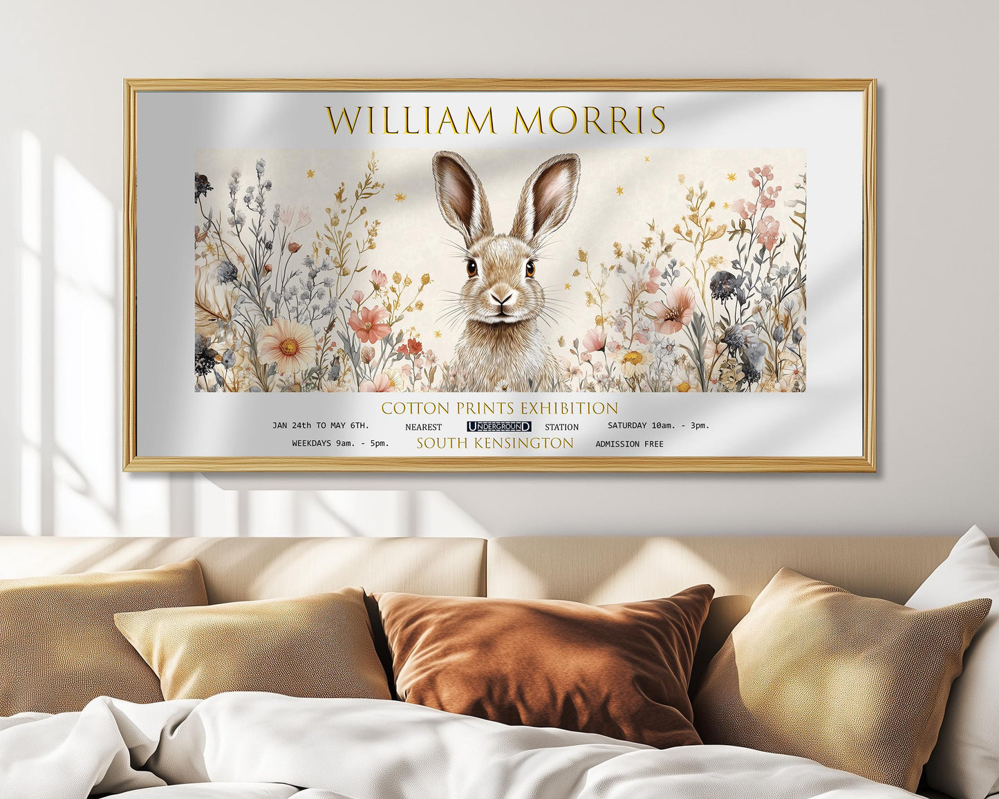 William Morris Hare Print: Vintage Botanical Panoramic Wall Art