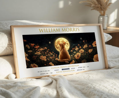 William Morris Cat & Moon Print: Vintage Celestial Art