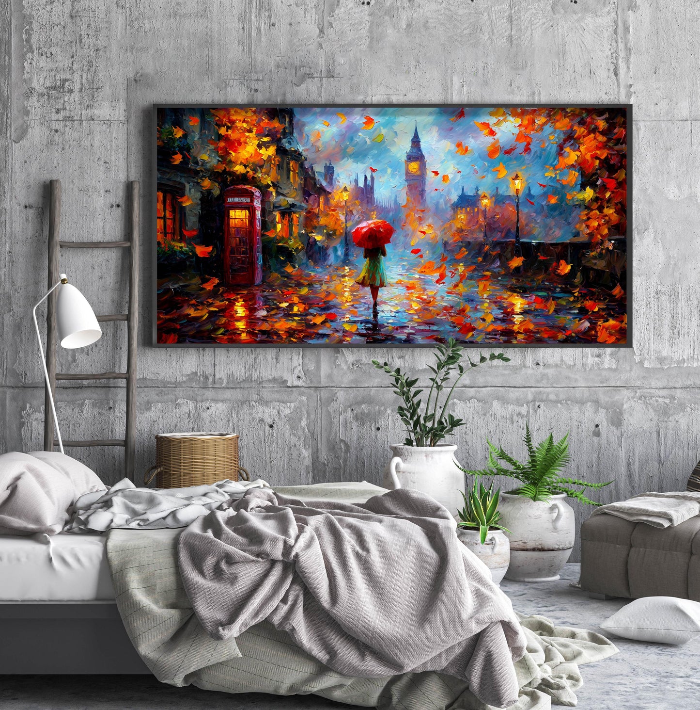 London Panoramic Print – Big Ben Wall Art – Impressionist Oil Painting