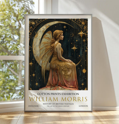 William Morris Fairy Print: Celestial Moon & Stars Art