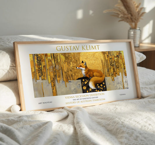 Gustav Klimt Fox Print: Art Nouveau Golden Forest Poster