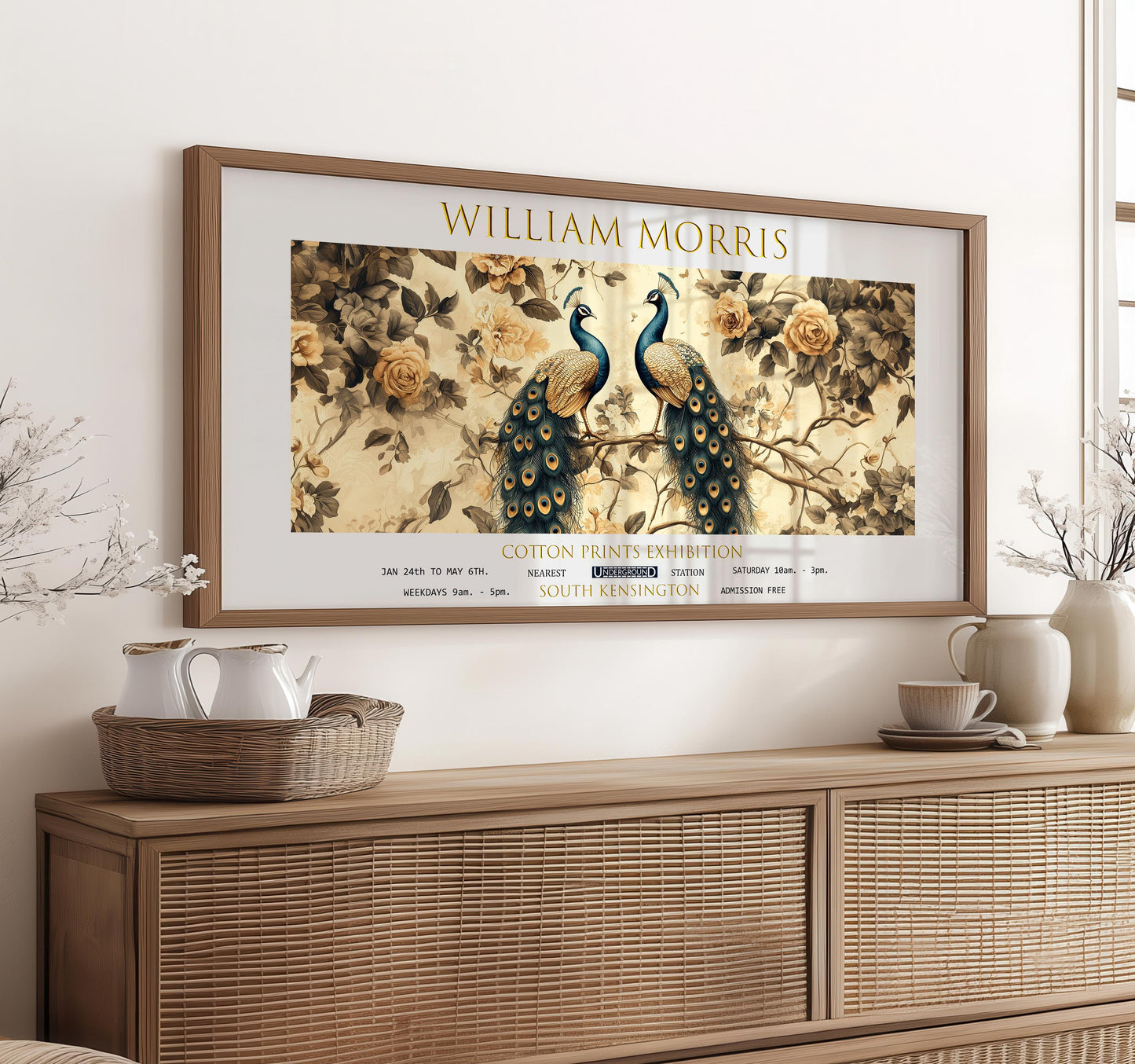 William Morris Peacocks Art Print: Vintage Botanical Textiles