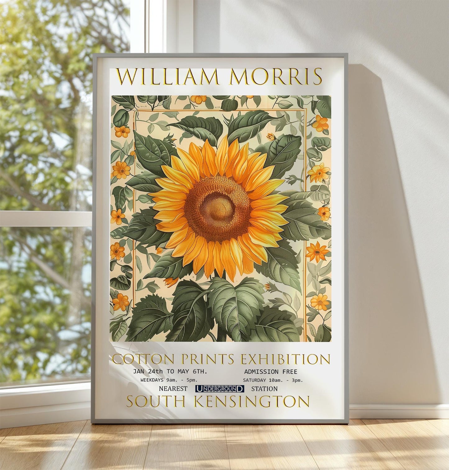 William Morris Sunflower Print: Vintage Exhibition Poster