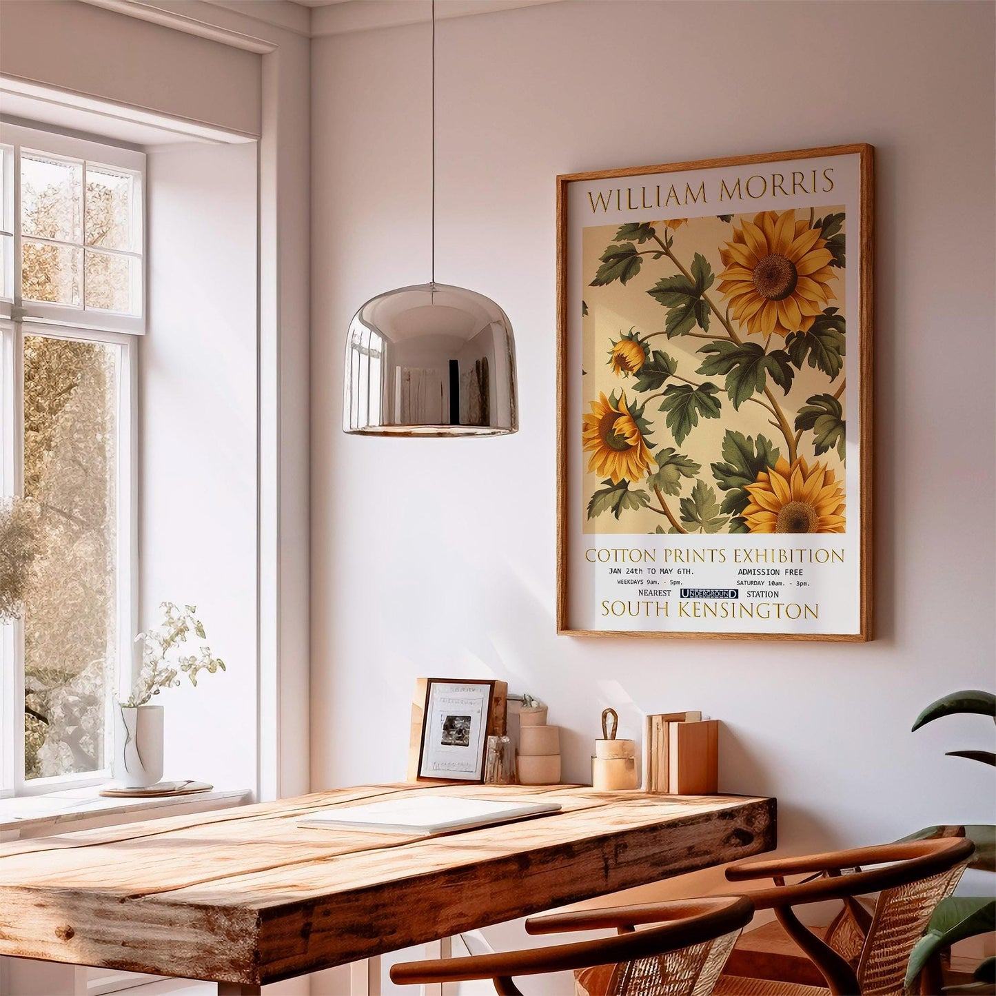 William Morris Sunflower Print: Vintage Floral Exhibition Poster