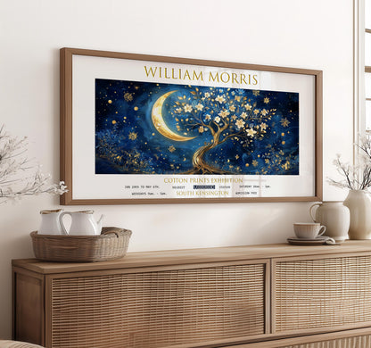 William Morris Moon & Tree Print: Vintage Celestial Wall Art