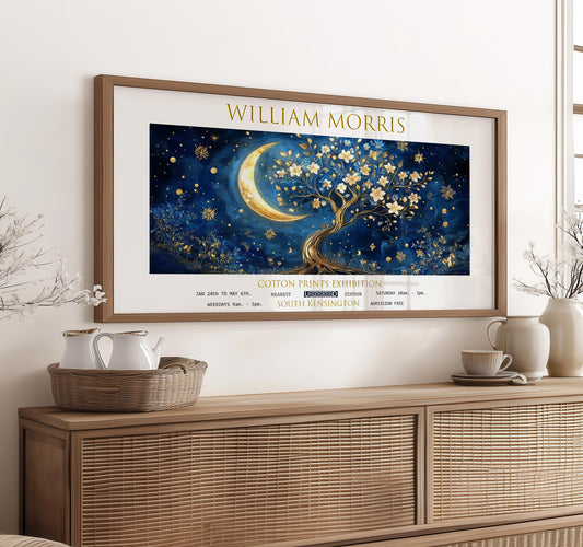 William Morris Moon & Tree Print: Vintage Celestial Wall Art