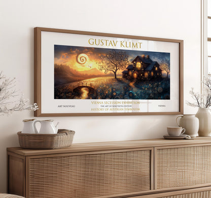 Gustav Klimt Cottage Sunset Art Nouveau Print: Fine Art Paper