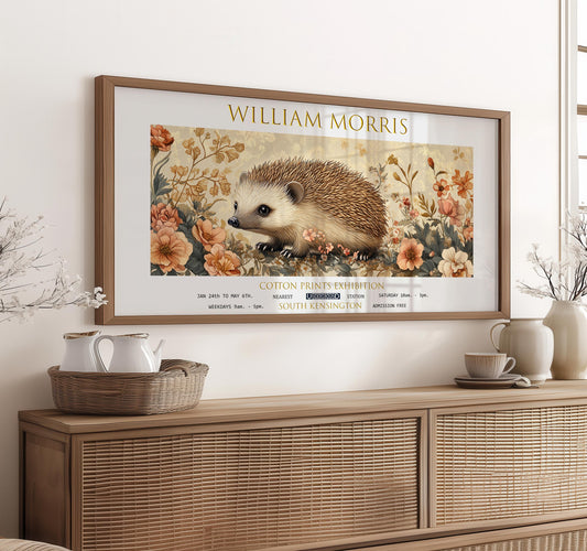 William Morris Hedgehog Print: Vintage Floral Panoramic Wall Art