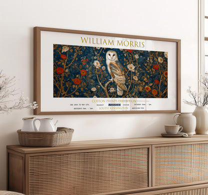 William Morris Owl Print: Vintage Floral Botanical Art