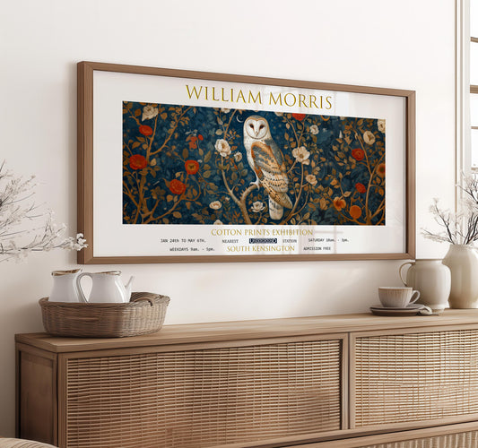 William Morris Owl Print: Vintage Floral Botanical Art