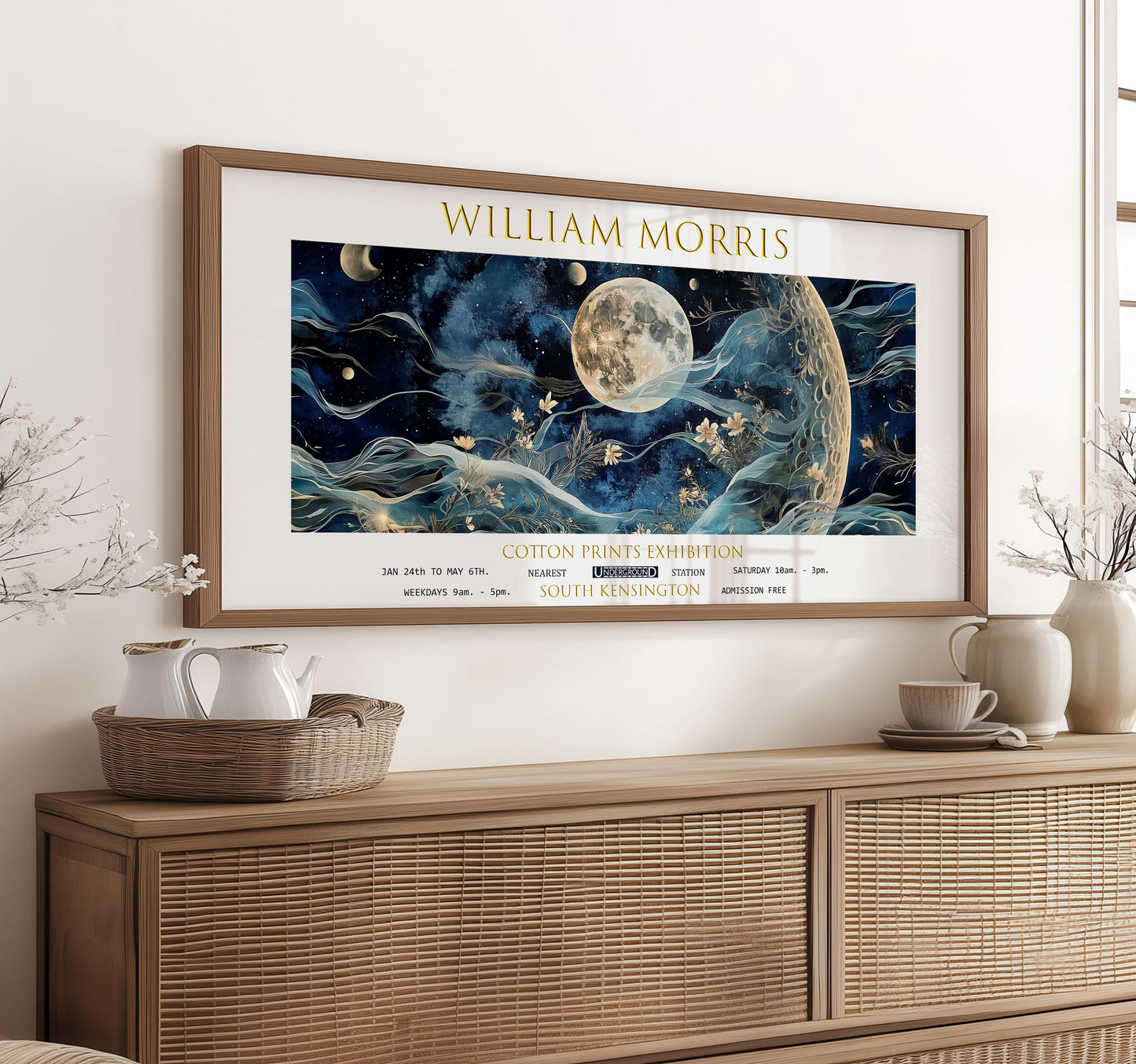 William Morris Moon & Stars Print: Vintage Botanical Wall Art