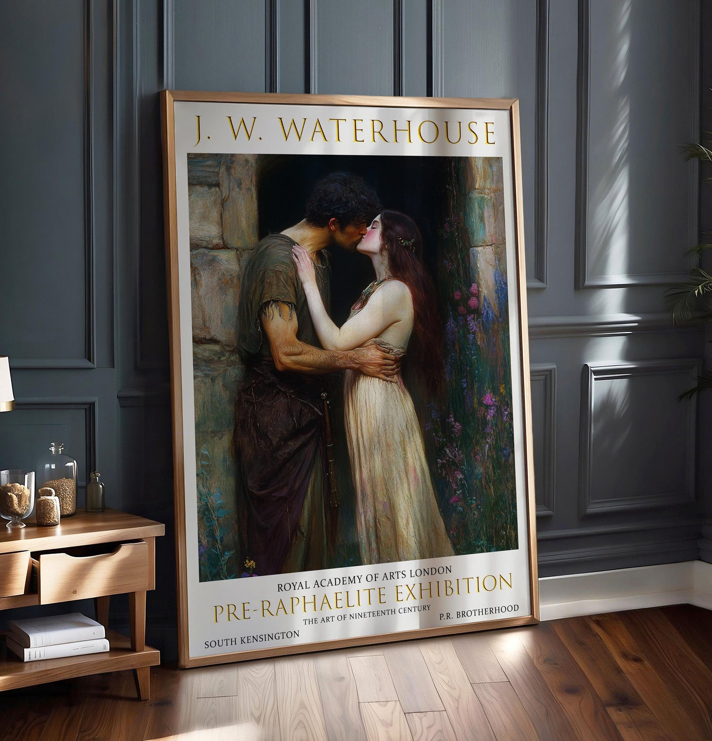 Waterhouse The Kiss Print: Vintage Pre-Raphaelite Art
