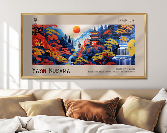 Yayoi Kusama Japanese Pagoda Landscape Print: Modern Wall Art