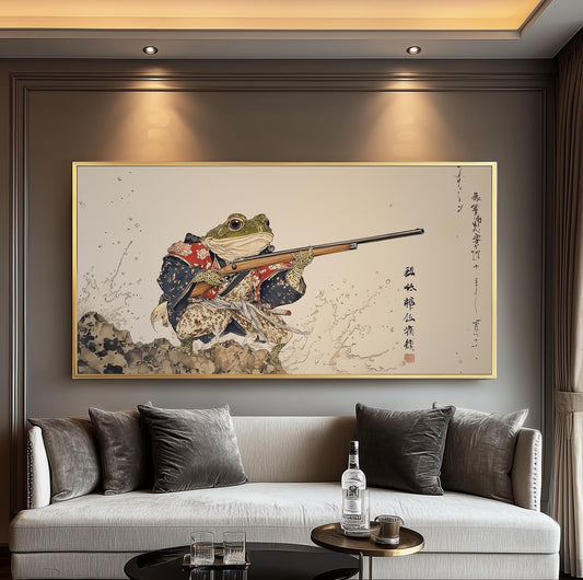 Toad Samurai Ukiyo-e Panoramic Print: Japanese Art
