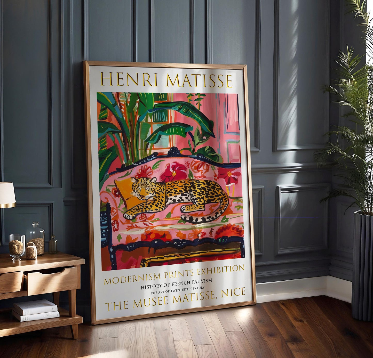 Leopard Sofa Poster, Matisse Style Colourful Wall Art
