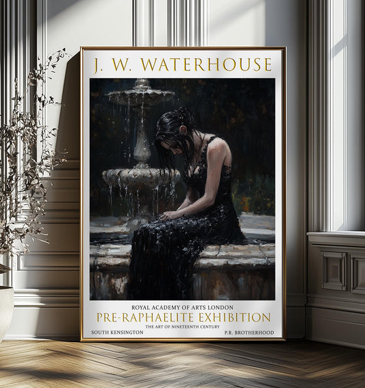 Waterhouse Fountain Lady Art Print: Pre-Raphaelite Vintage Decor