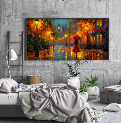 London Panoramic Print – Big Ben Wall Art – Rainy London Wall Art