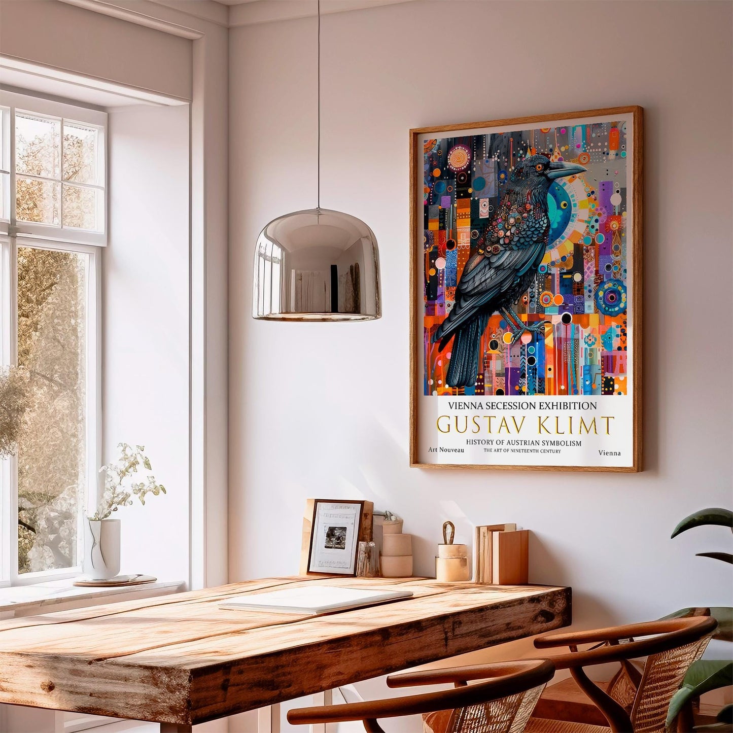 Gustav Klimt Poster – Art Nouveau Print With Crow Wall Art & Gold Leaf Design