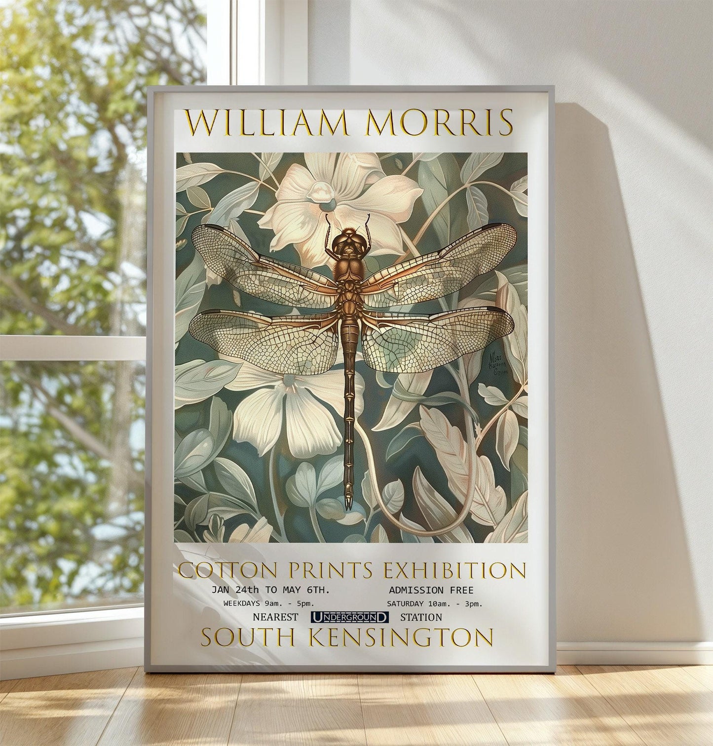 William Morris Print Vintage Floral Exhibition Poster - Botanical Wall Art