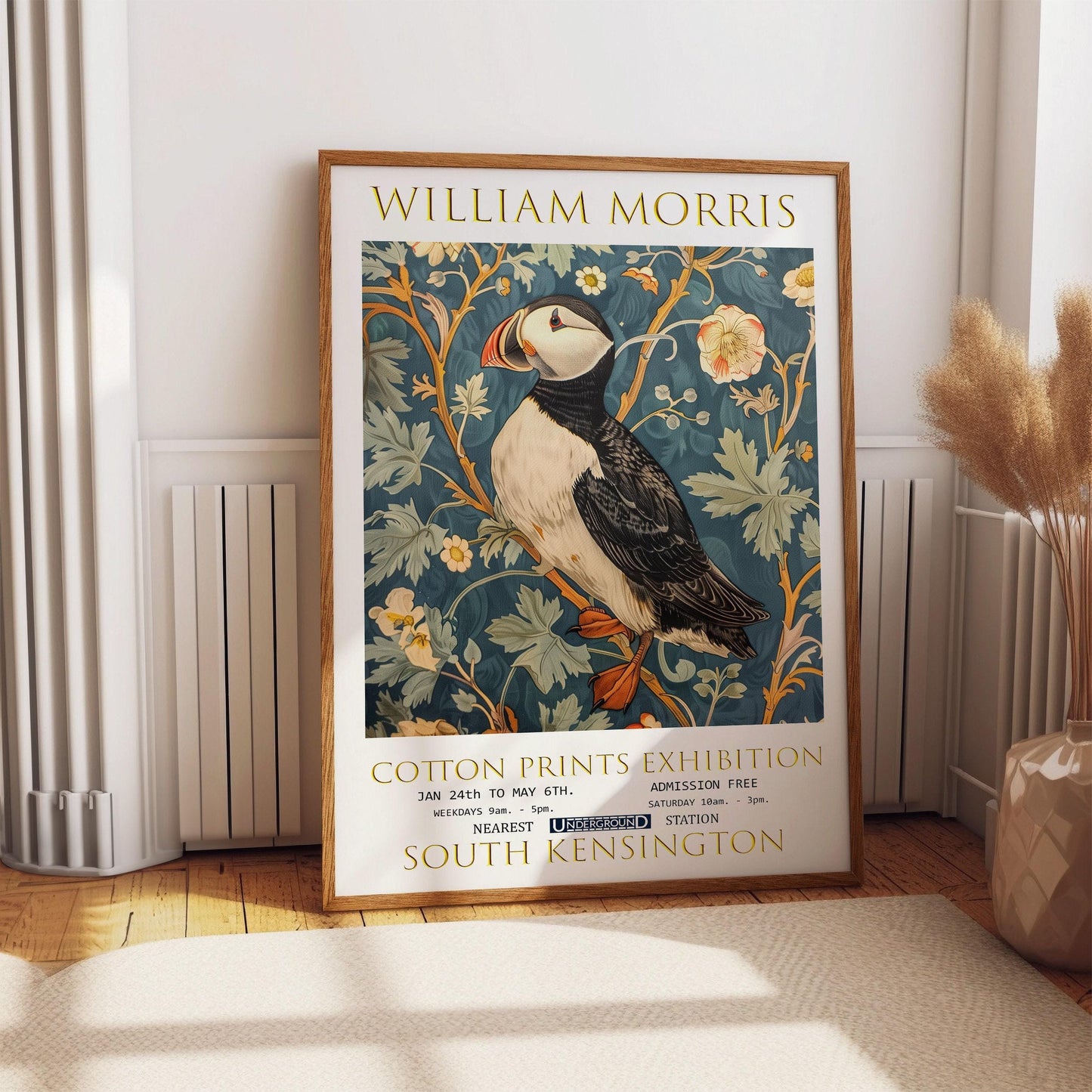 William Morris Puffin Print: Vintage Floral Exhibition Poster