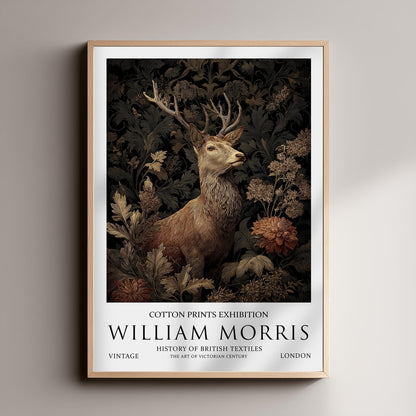William Morris Stag Print: Vintage Botanical Dark Academia Wall Art