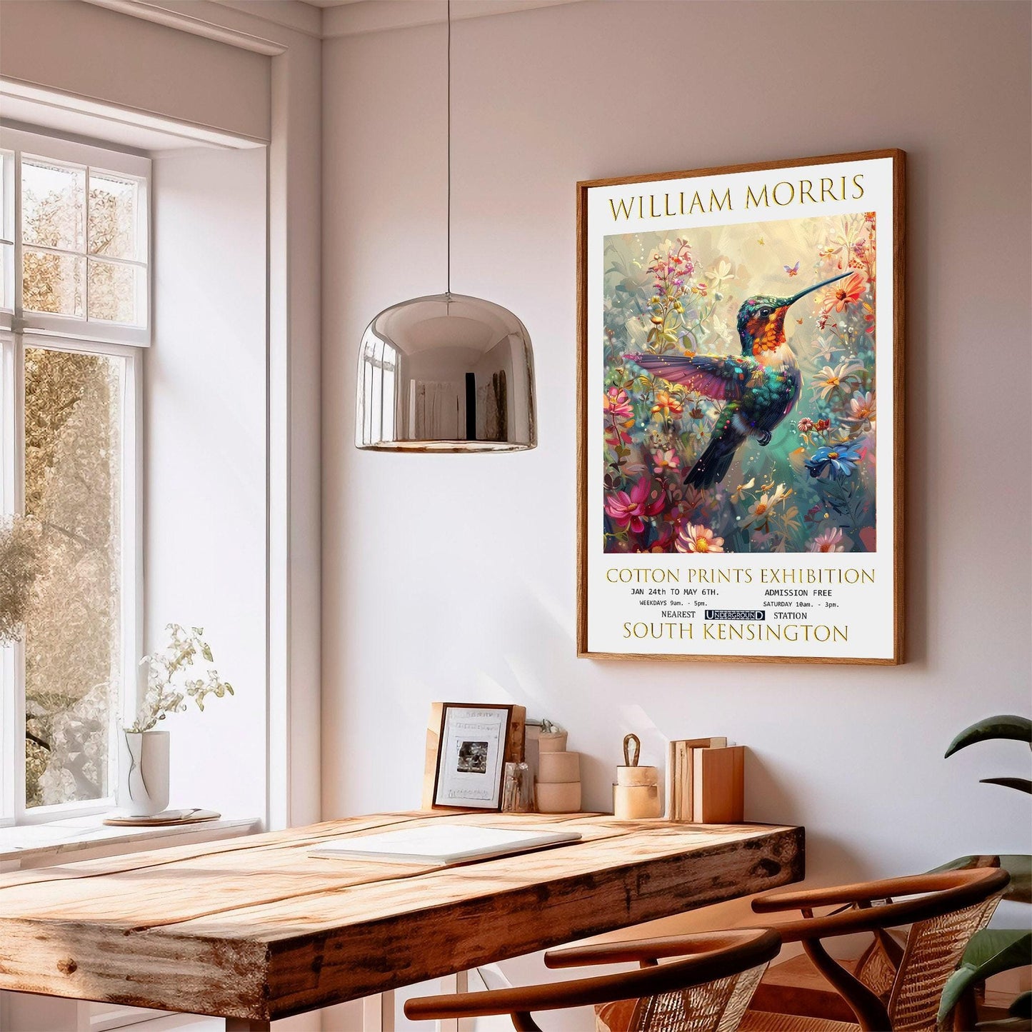 Vintage Hummingbird Print – Botanical Wall Art | William Morris Floral Decor