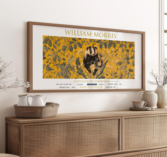 William Morris Badger Print: Vintage Floral Panoramic Wall Art