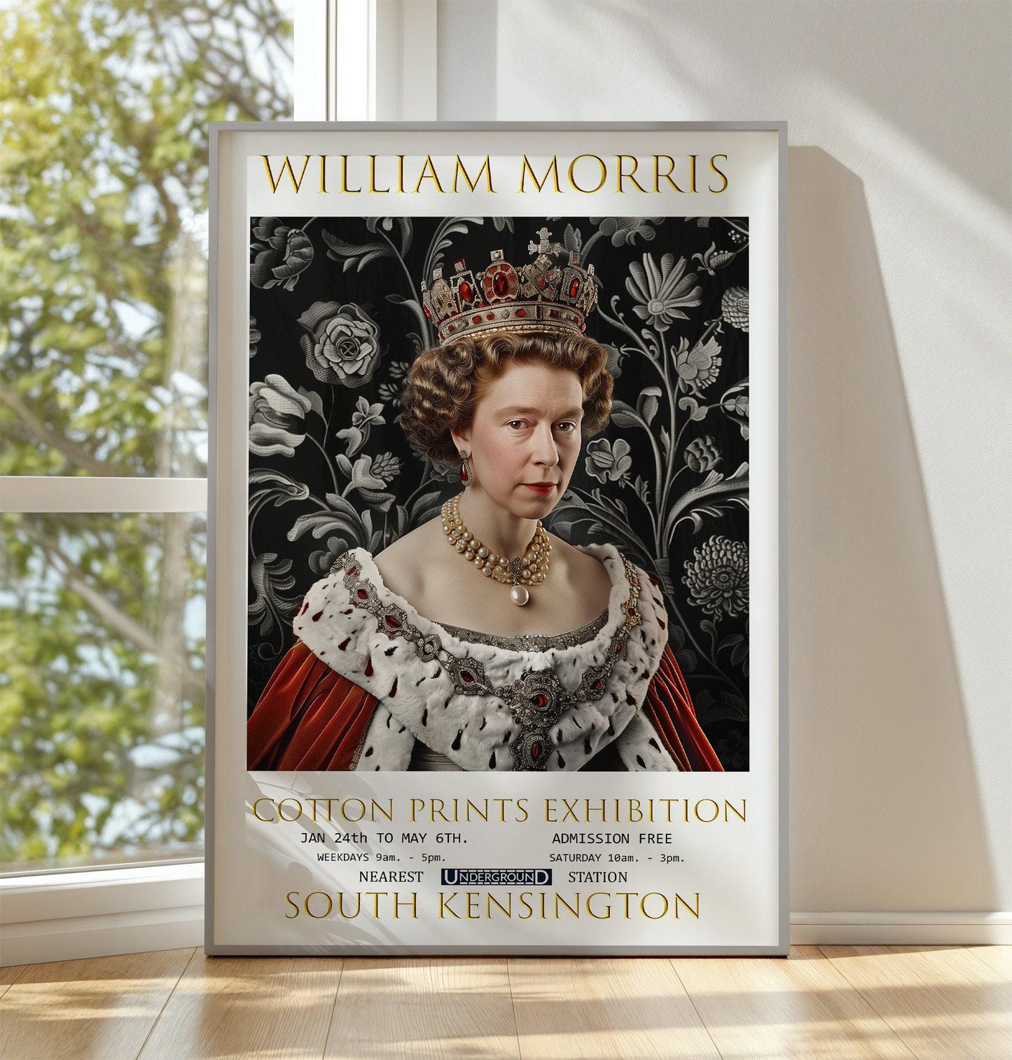 William Morris Art Print – Queen Elizabeth II Exhibition Floral Textiles Poster