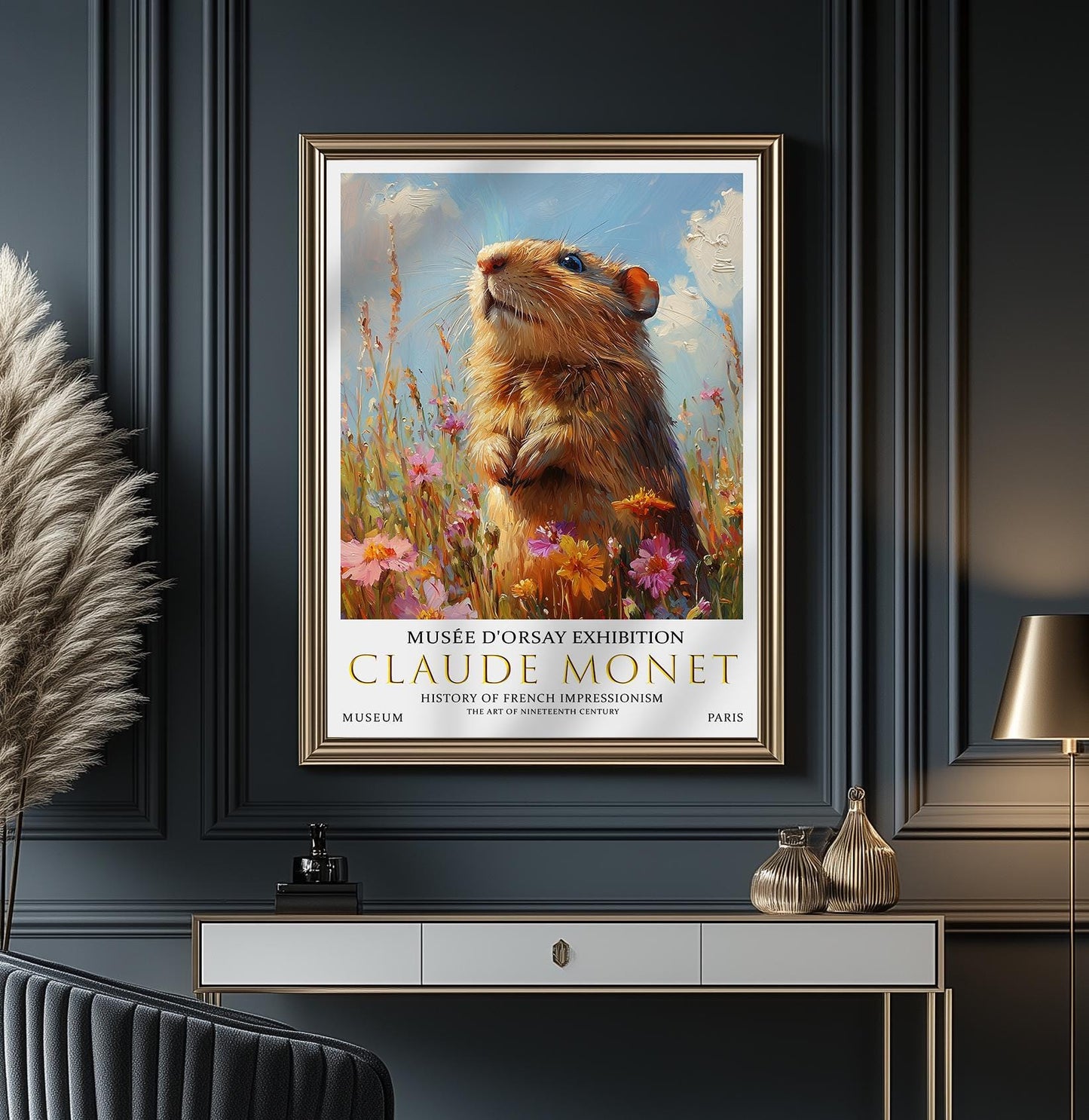 Claude Monet Water Vole Print: Vintage Summer Meadow Art