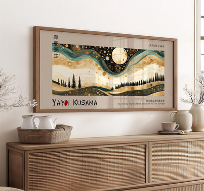 Yayoi Kusama Inspired Japanese Moon Stars Print: Dreamscape Wall Art