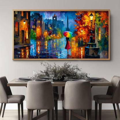 Princes Street Edinburgh Print – Scotland Panoramic Print – Impressionist Oil Painting