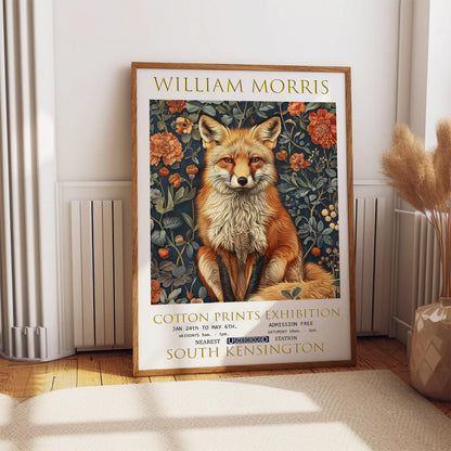Vintage William Morris Poster – Fox Wall Art | Red Bedroom Art on Premium Paper