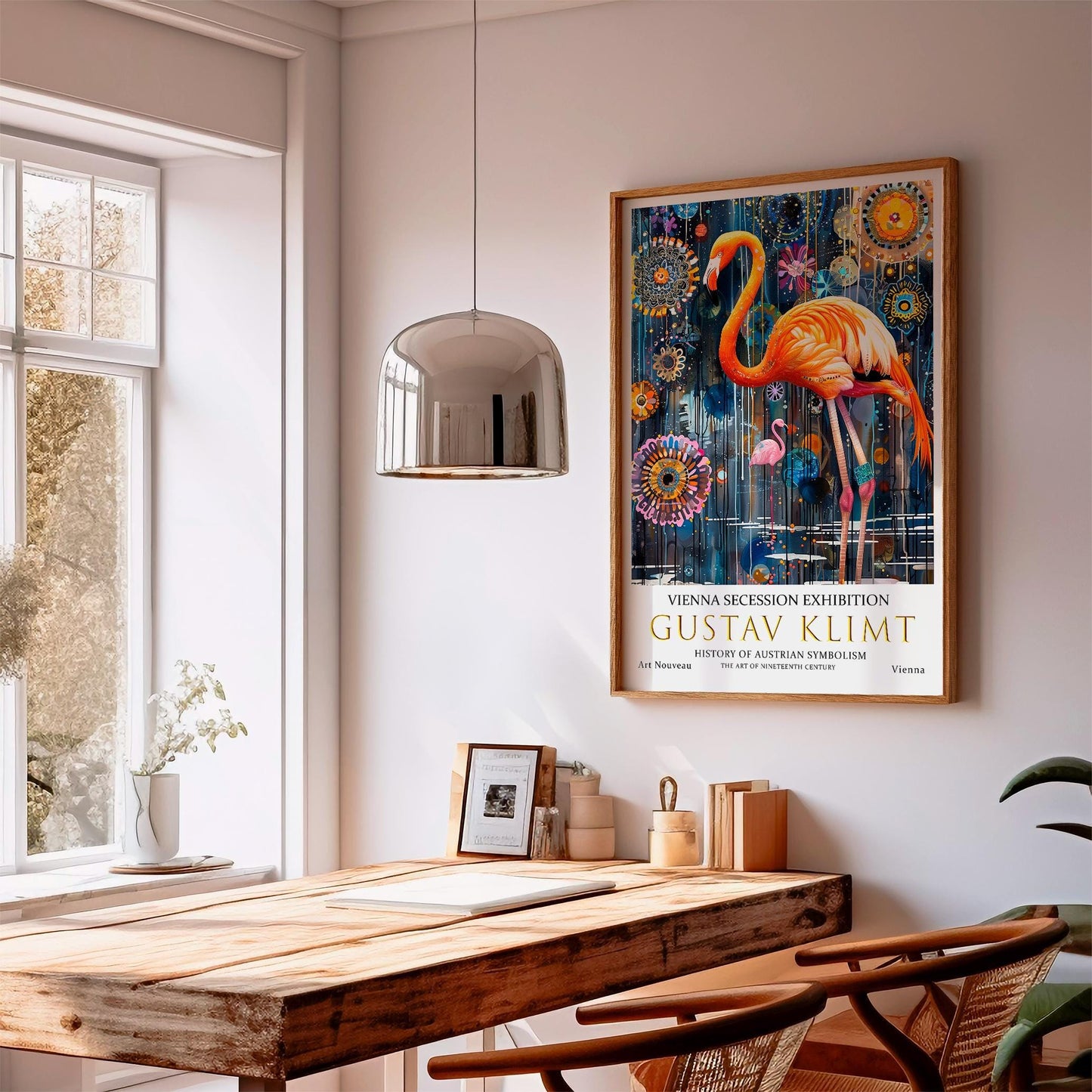 Gustav Klimt Flamingo Print - Art Nouveau Vintage Wall Art on Premium Paper