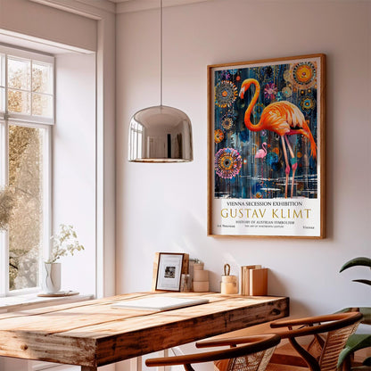 Gustav Klimt Flamingo Print - Art Nouveau Vintage Wall Art on Premium Paper