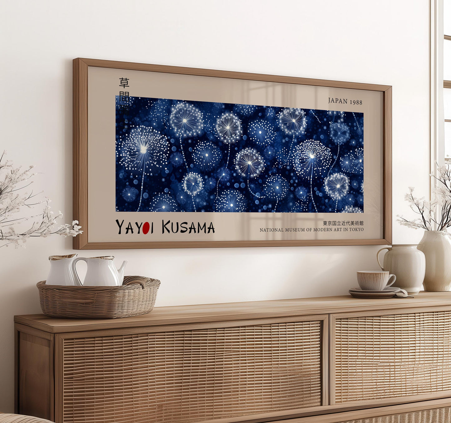Dandelion Panoramic Print – Midnight Floral Print – Whimsical Botanical Poster