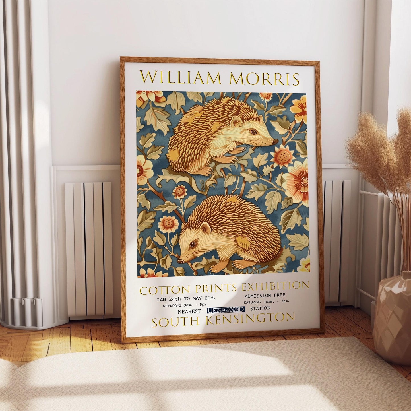 Vintage Floral Art – William Morris Print Featuring Hedgehog Wall Art on Premium Matte Paper