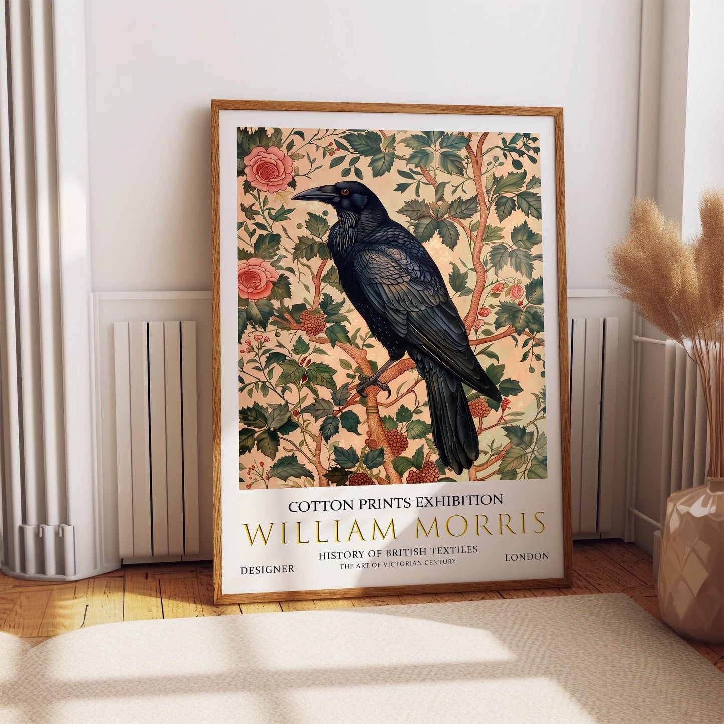 William Morris Raven Print: Vintage Floral Textile Art