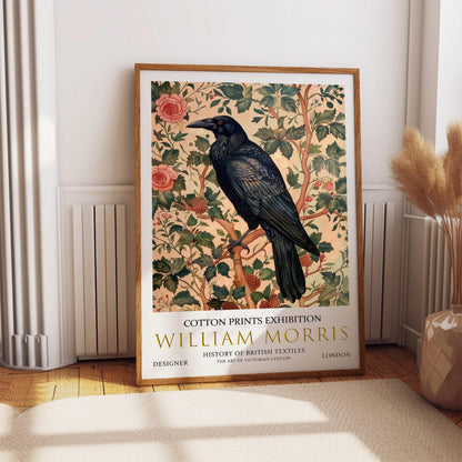 William Morris Raven Print: Vintage Floral Textile Art