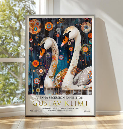 Gustav Klimt Print – Art Nouveau Wall Art | Vintage Swans Decor, Gold Leaf