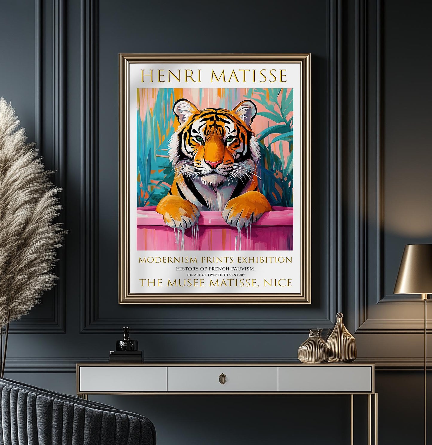 Matisse Style Tiger Poster, Colourful Jungle Wall Art