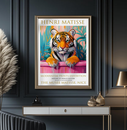 Matisse Style Tiger Poster, Colourful Jungle Wall Art