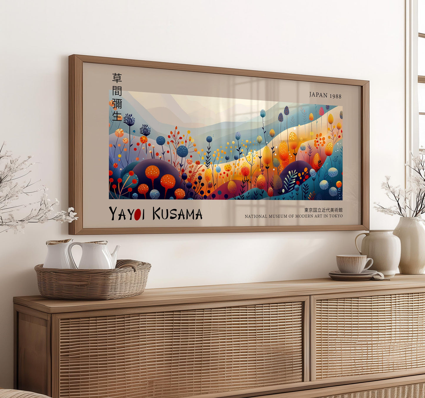 Yayoi Kusama Inspired Japanese Meadow Print: Abstract Floral Wall Art