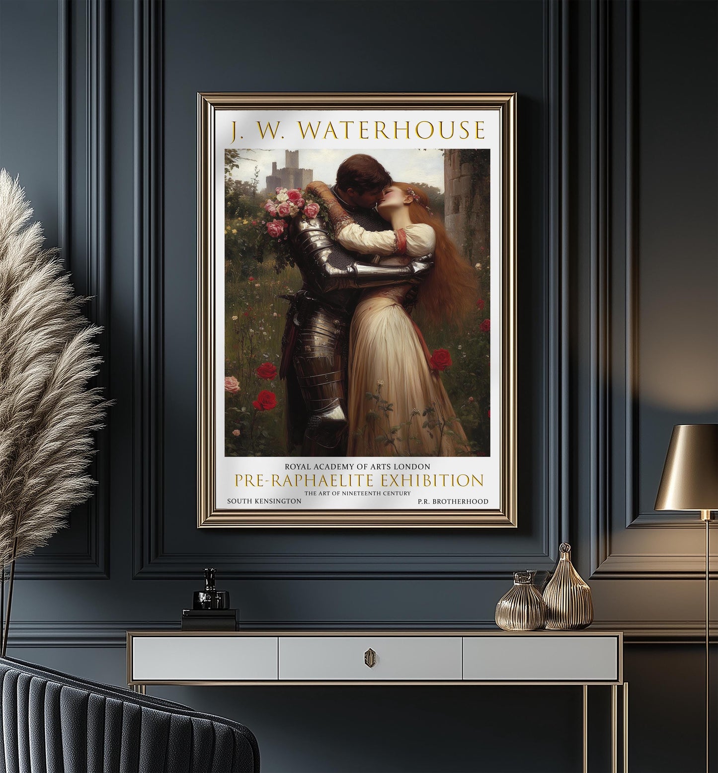 J.W. Waterhouse Knight and Lady Print: Pre-Raphaelite Vintage Art