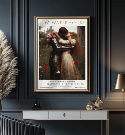 J.W. Waterhouse Knight and Lady Print: Pre-Raphaelite Vintage Art