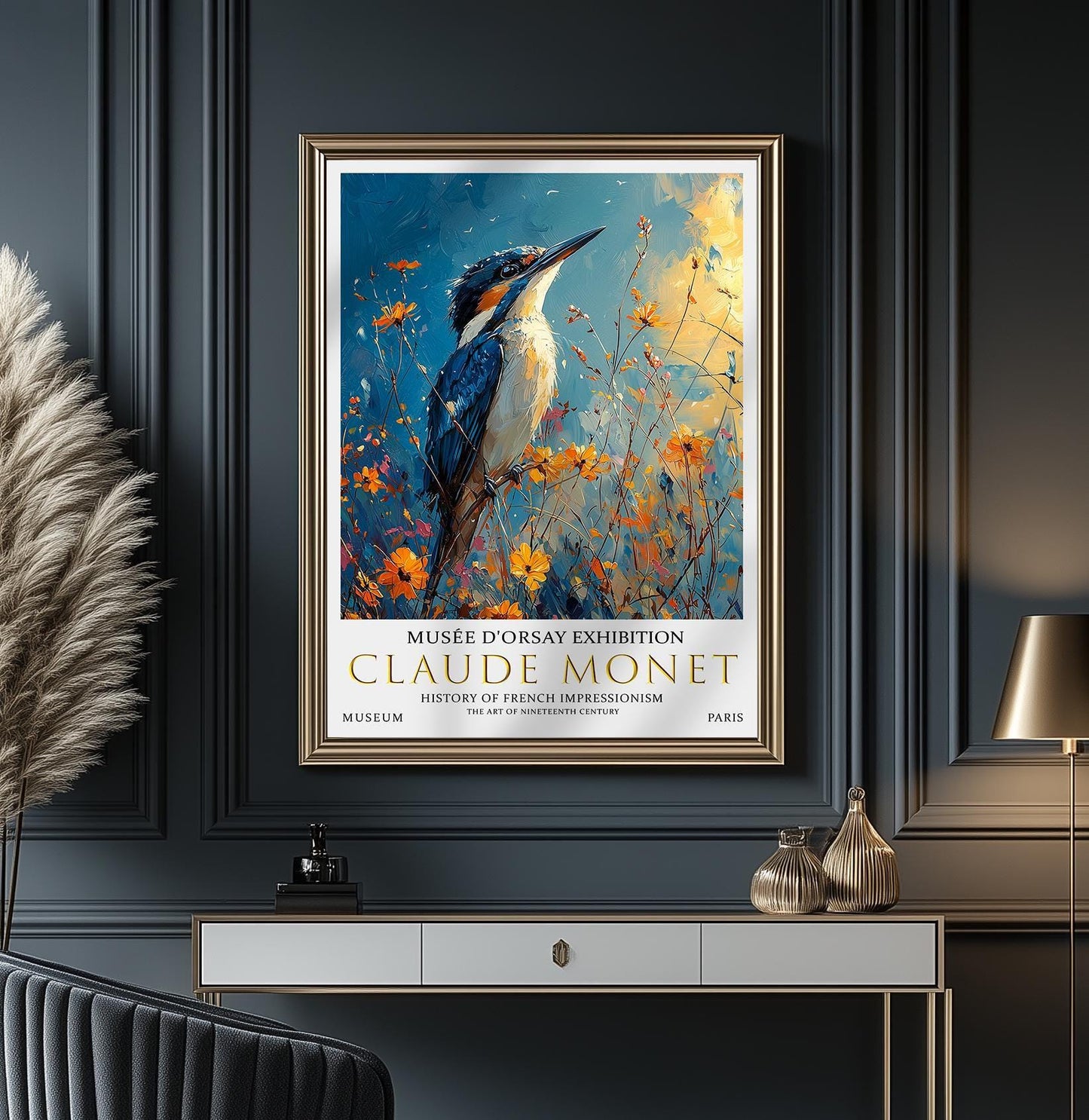 Claude Monet Kingfisher Print: Vintage Impressionist Wall Art